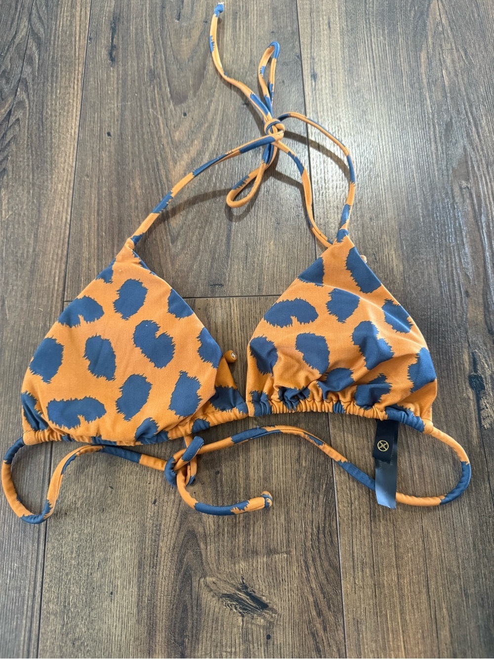 Vix Orange and Blue Leopard Print Triangle Bikini Top